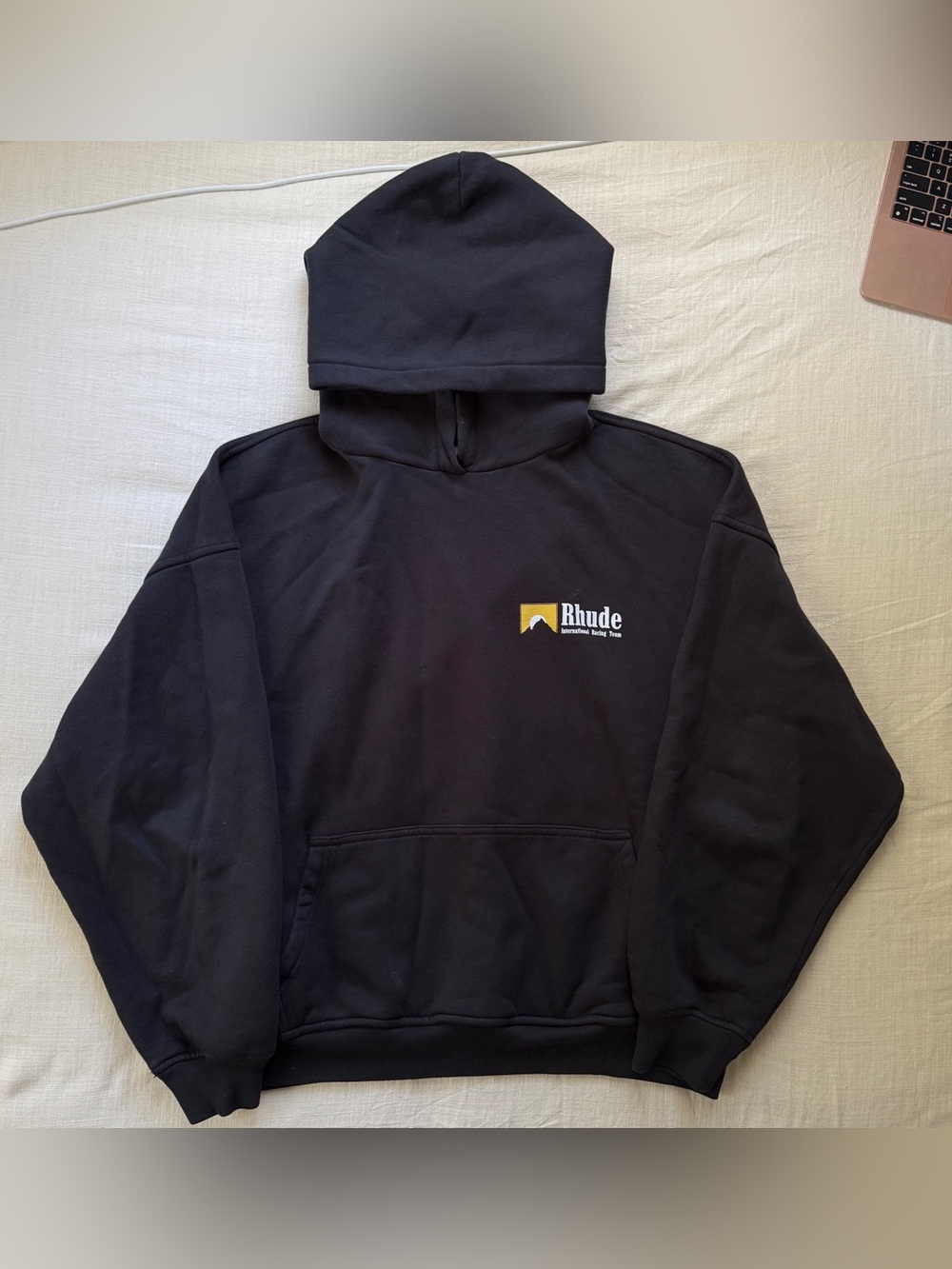 RHUDE International Racing Team Heavyweight Cotton Hoodie Black L